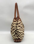 Michael Kors Brown Canvas Zebra Print Shoulder Bag