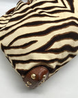 Michael Kors Brown Canvas Zebra Print Shoulder Bag