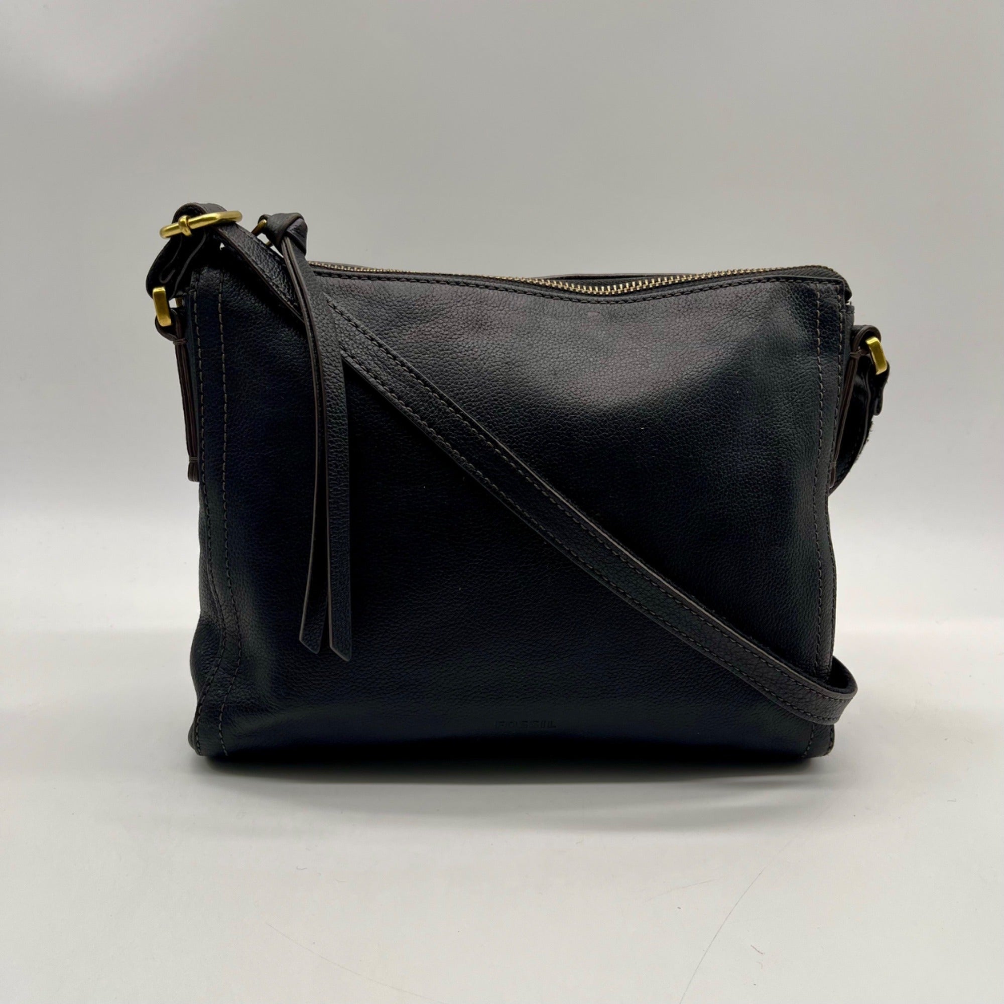 Fossil Black Leather Vintage Crossbody Bag