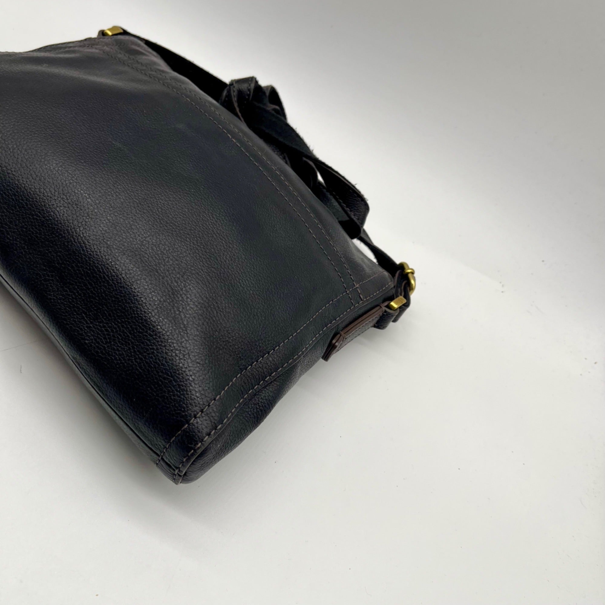 Fossil Black Leather Vintage Crossbody Bag