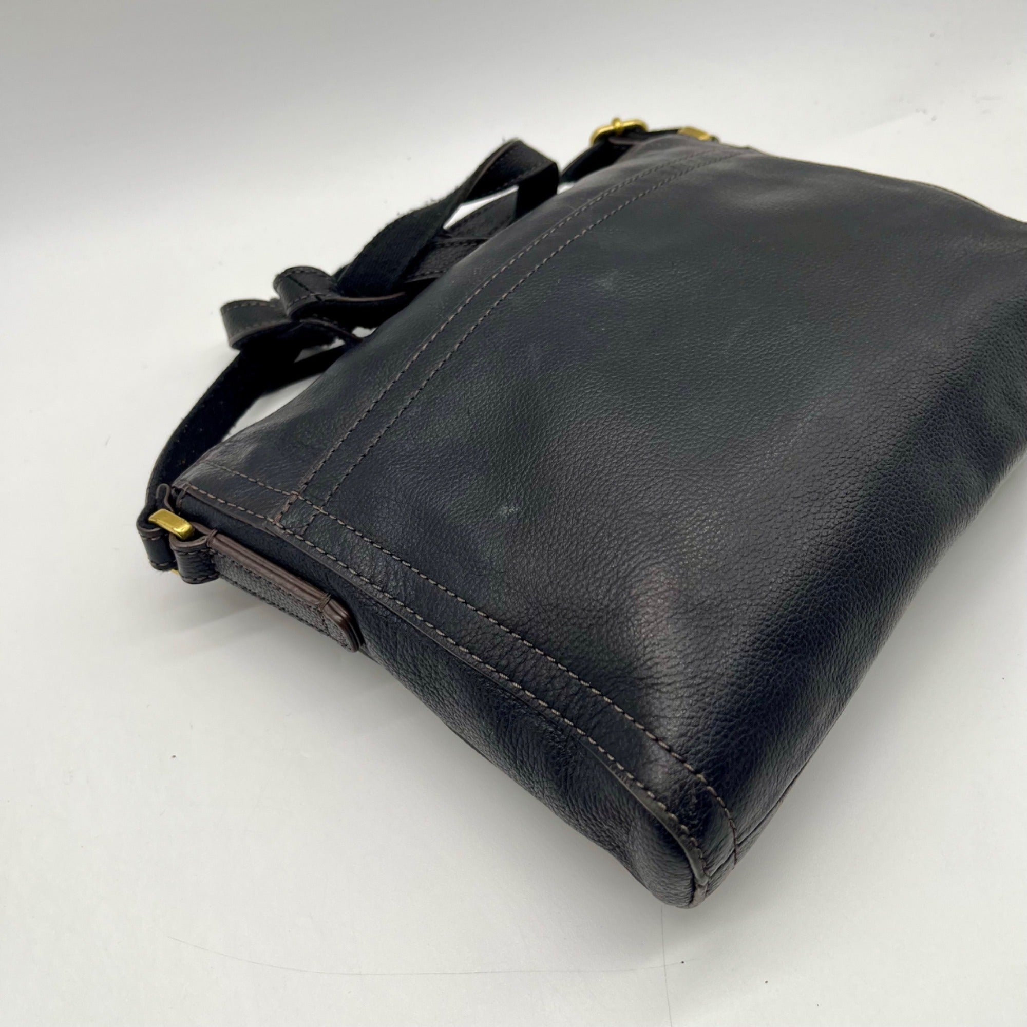 Fossil Black Leather Vintage Crossbody Bag