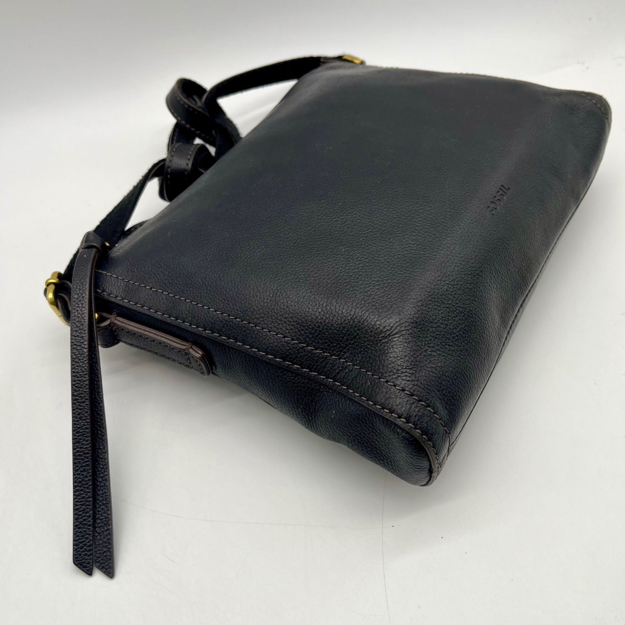 Fossil Black Leather Vintage Crossbody Bag