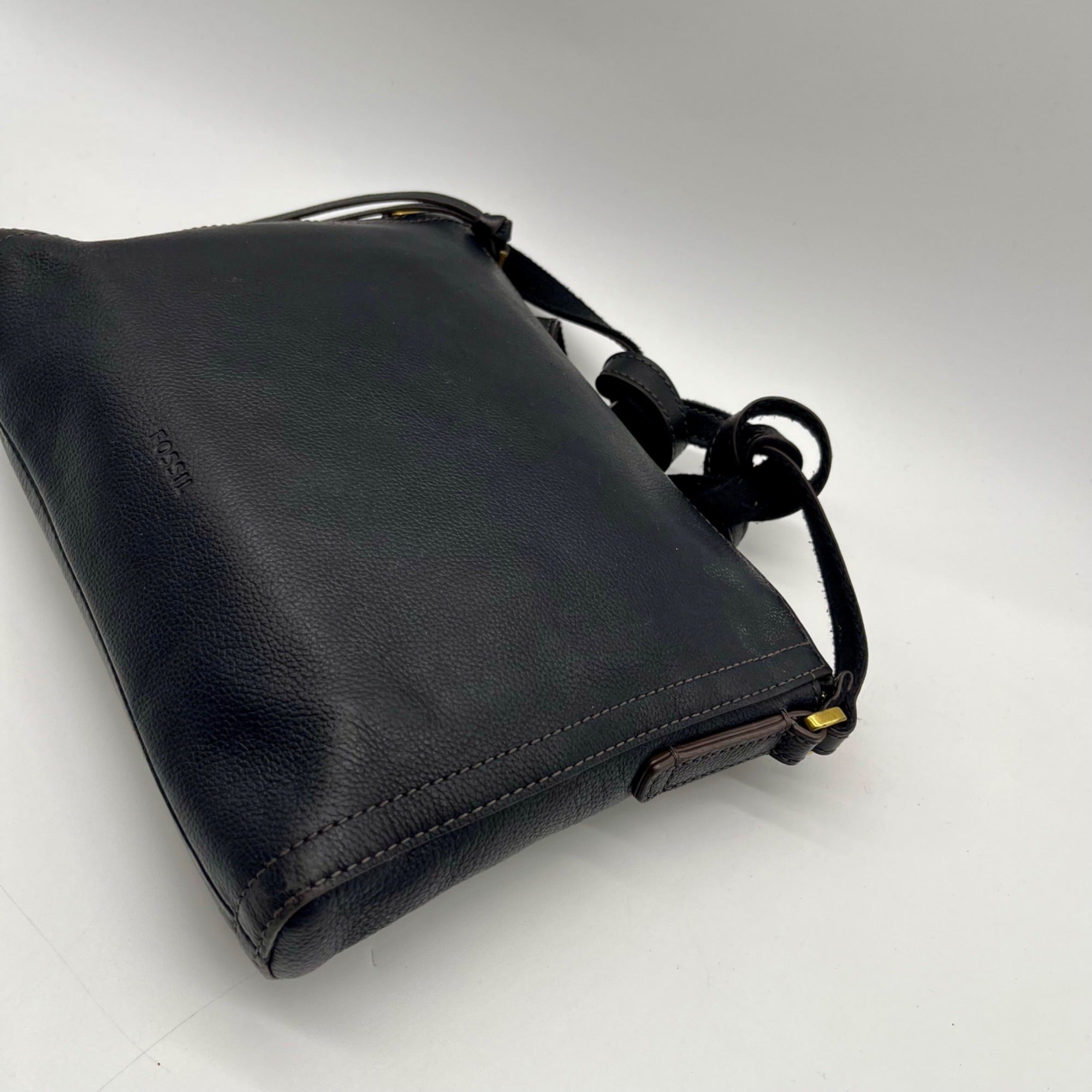Fossil Black Leather Vintage Crossbody Bag