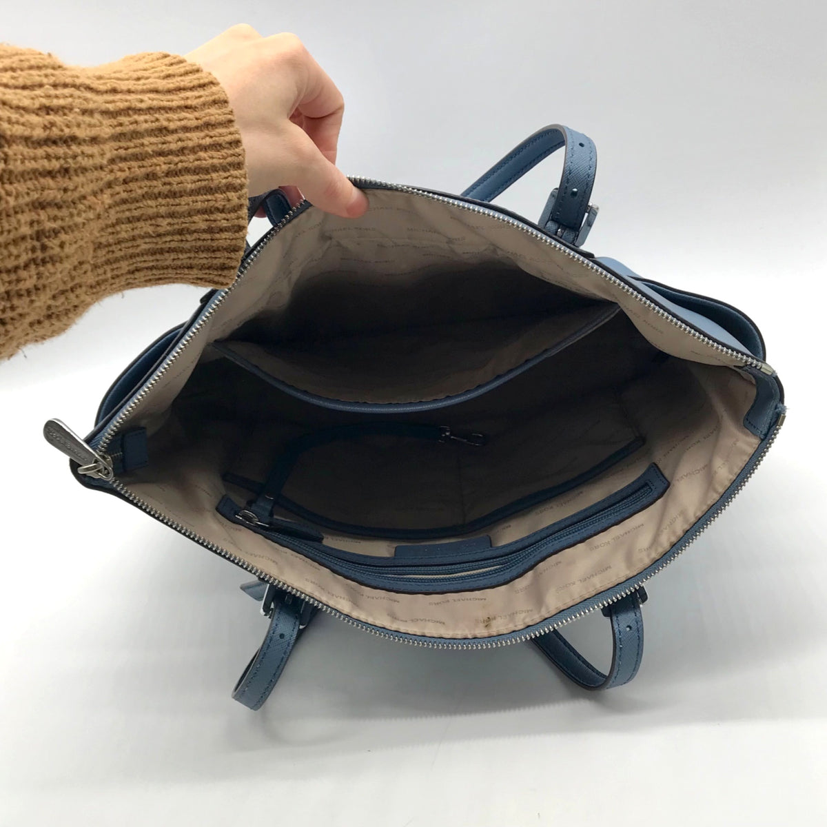 Michael Kors Light Blue Saffiano Leather Tote Bag