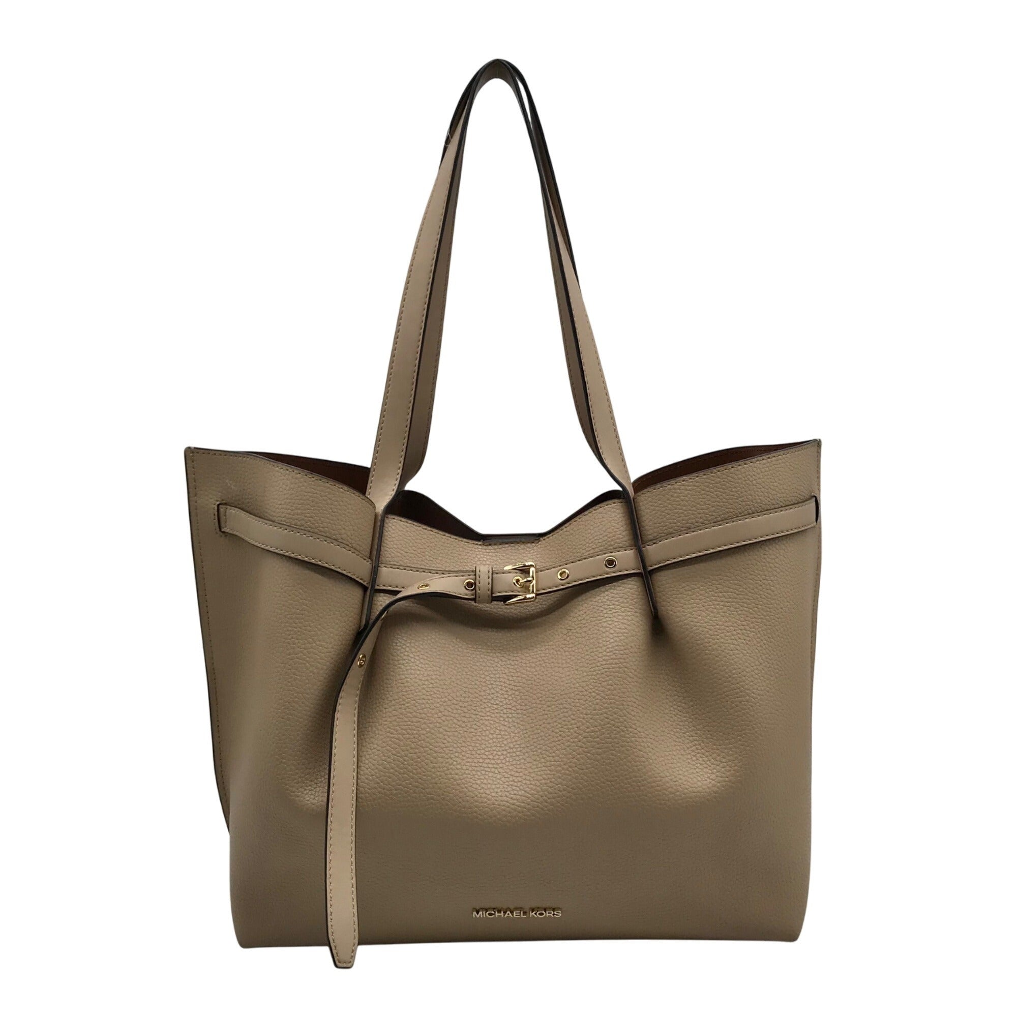 Michael Kors Taupe Pebbled Leather Emilia Large East West Tote Bag