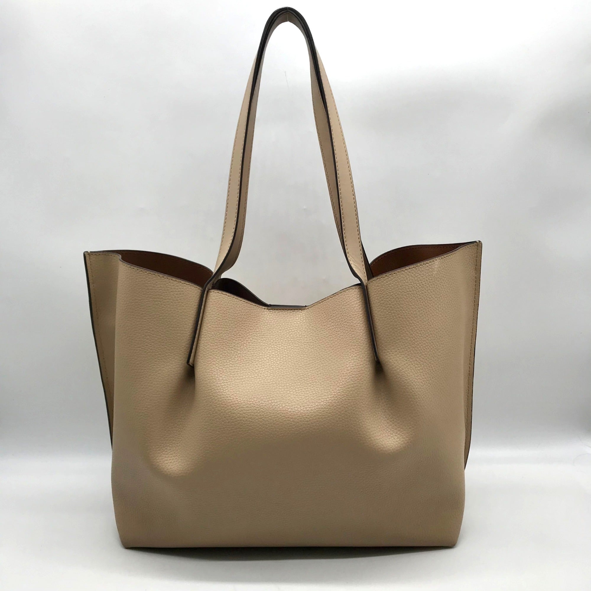 Michael Kors Taupe Pebbled Leather Emilia Large East West Tote Bag