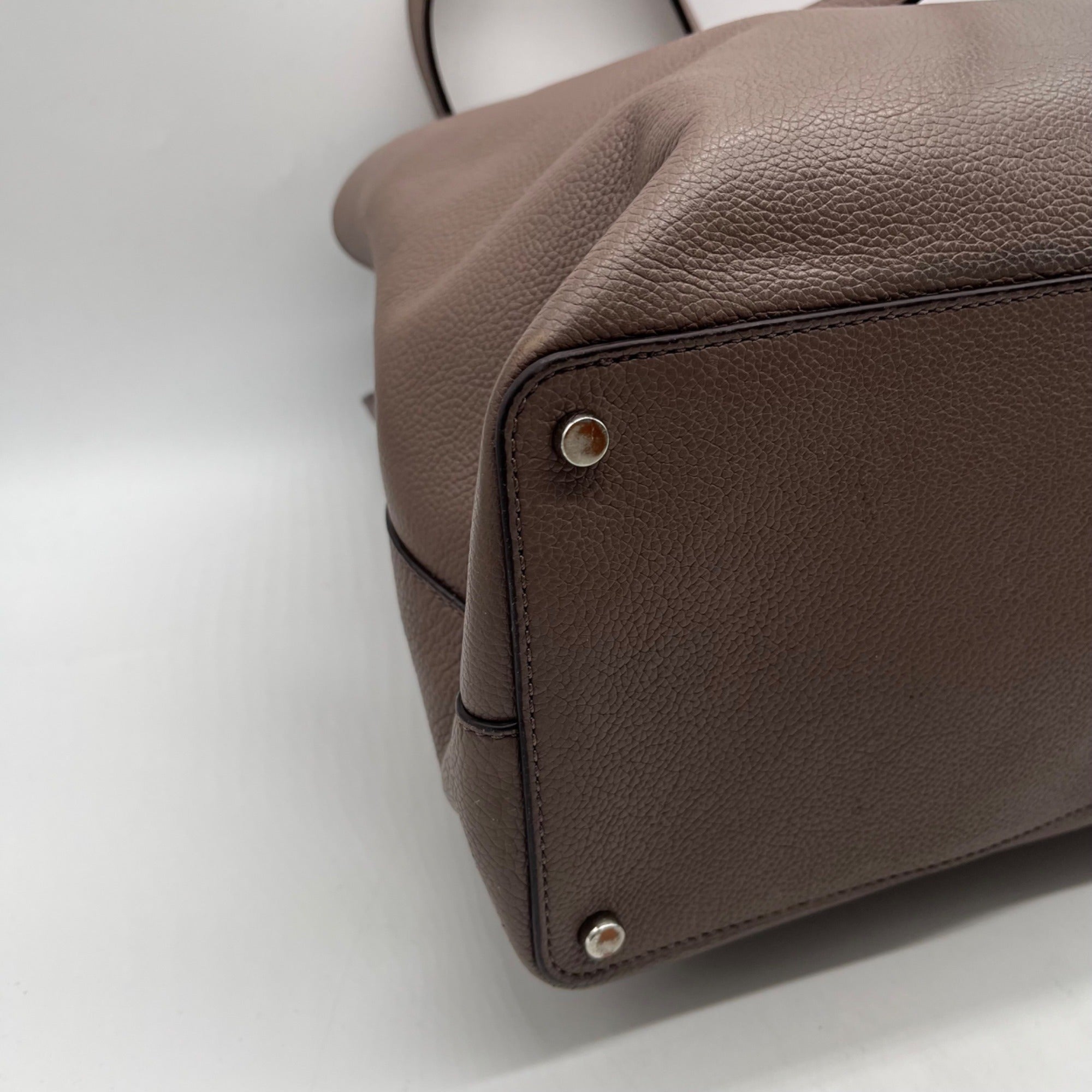 Kate Spade Grayish Pebbled Leather Taupe Color Tote Bag