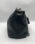 Victoria Secret Black Faux Leather V-Quilt Shoulder Tote