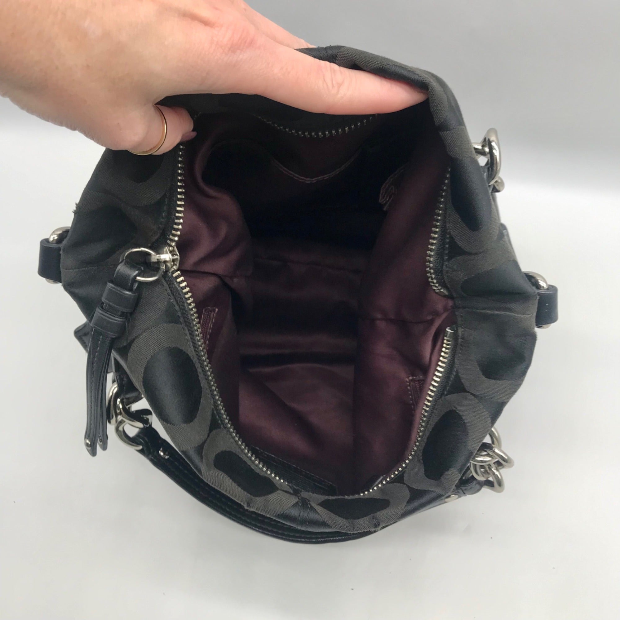 Coach Black Signature Canvas Hobo Bag 14147