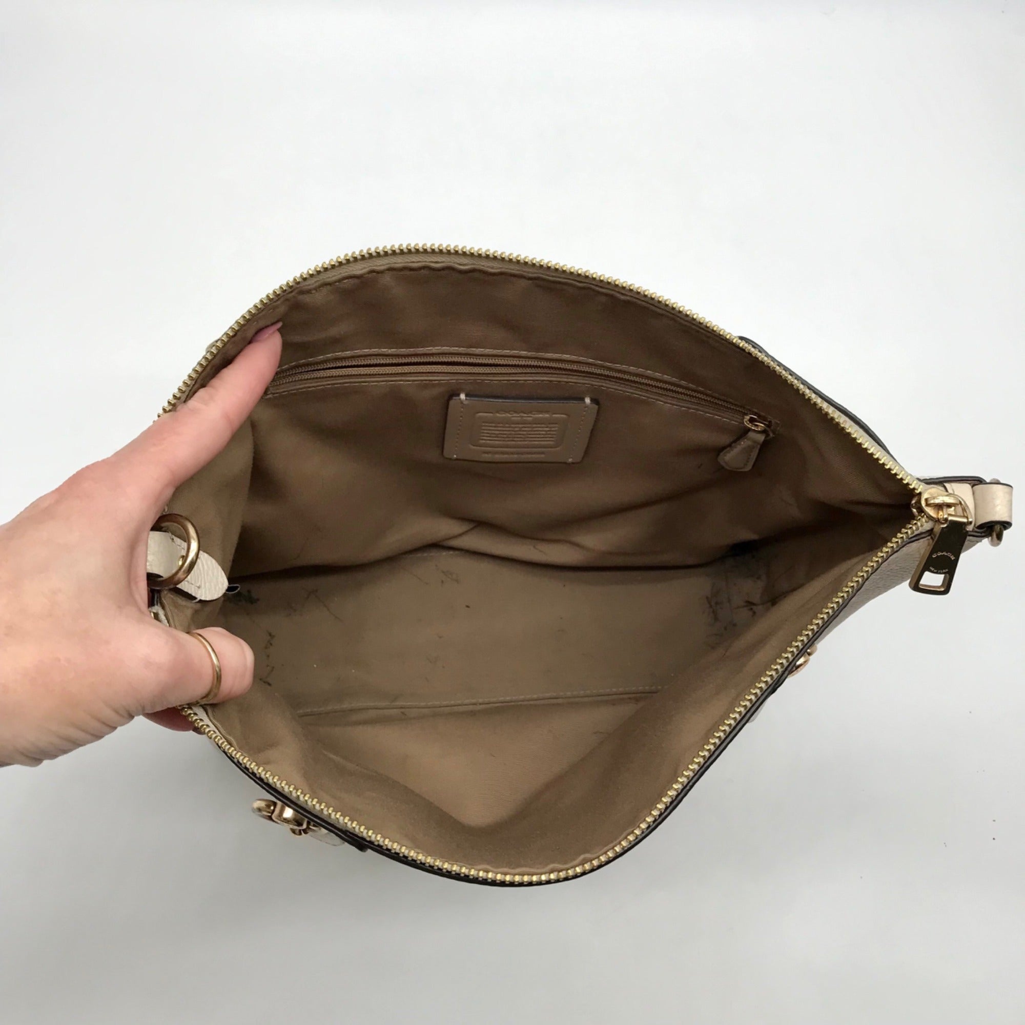 Coach Chalk Pebbled Leather Kacey Convertible Satchel C6229