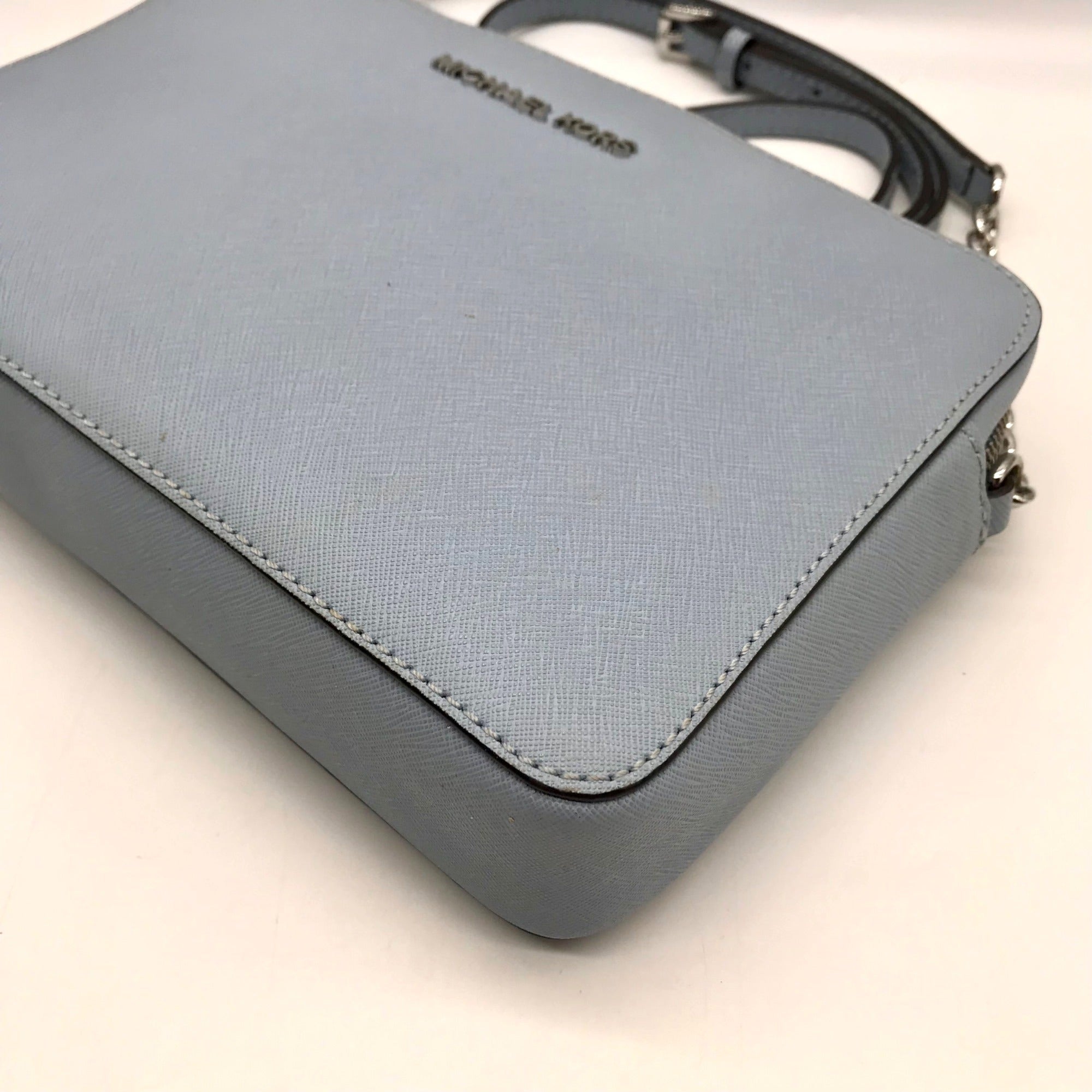 Michael Kors Jet Set Sky Blue East West Saffiano Leather Crossbody
