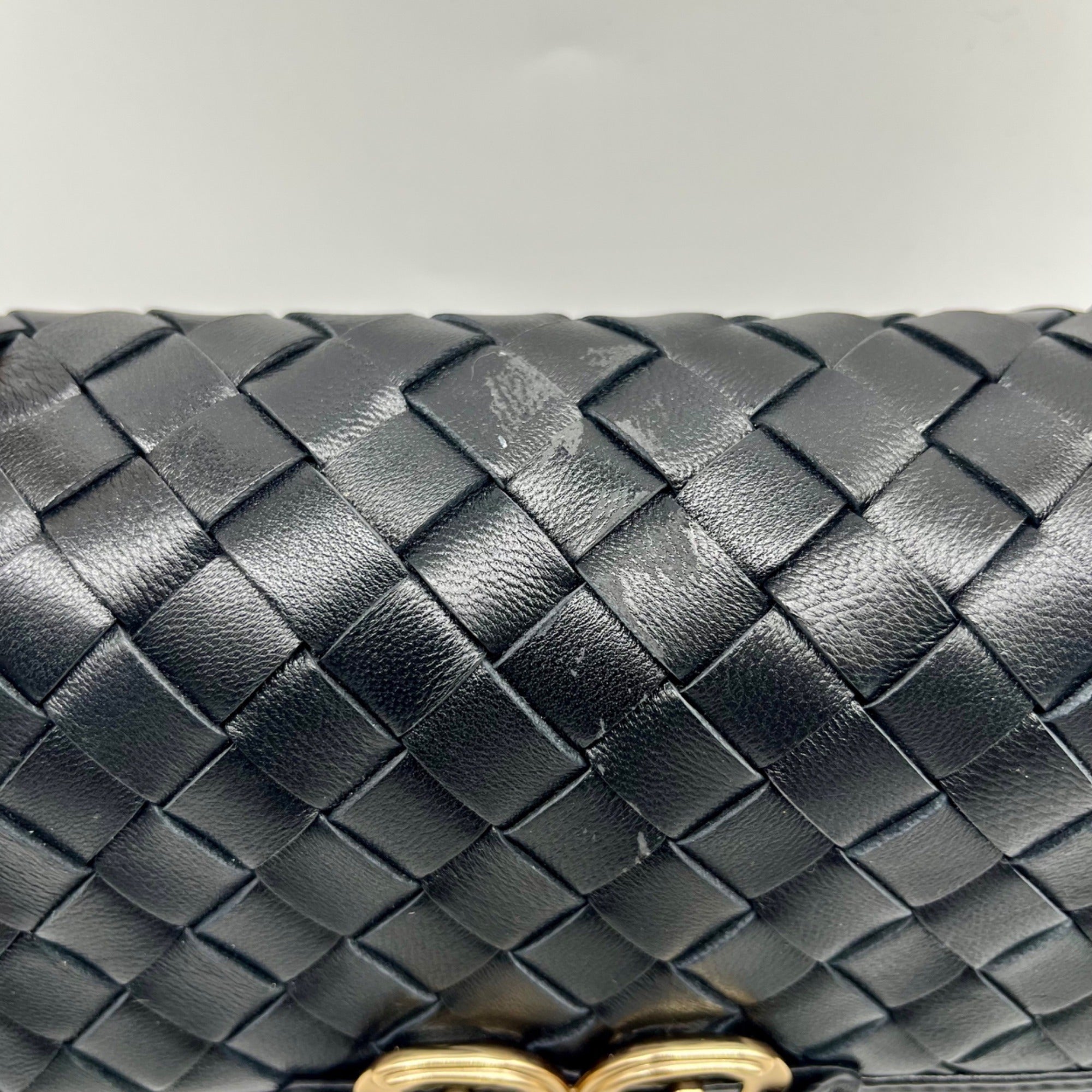 Sam Edelman Black Woven Leather Christy Top Handle Crossbody Bag