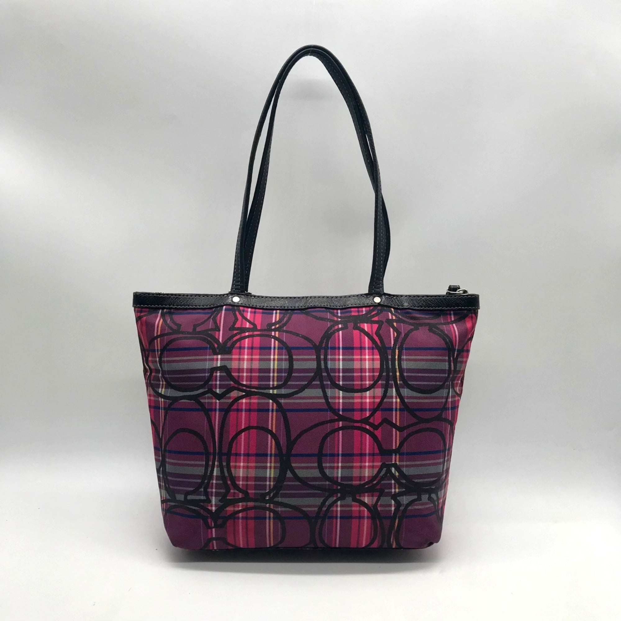 Coach Poppy Tartan Plaid Signature Tote Bag F15229