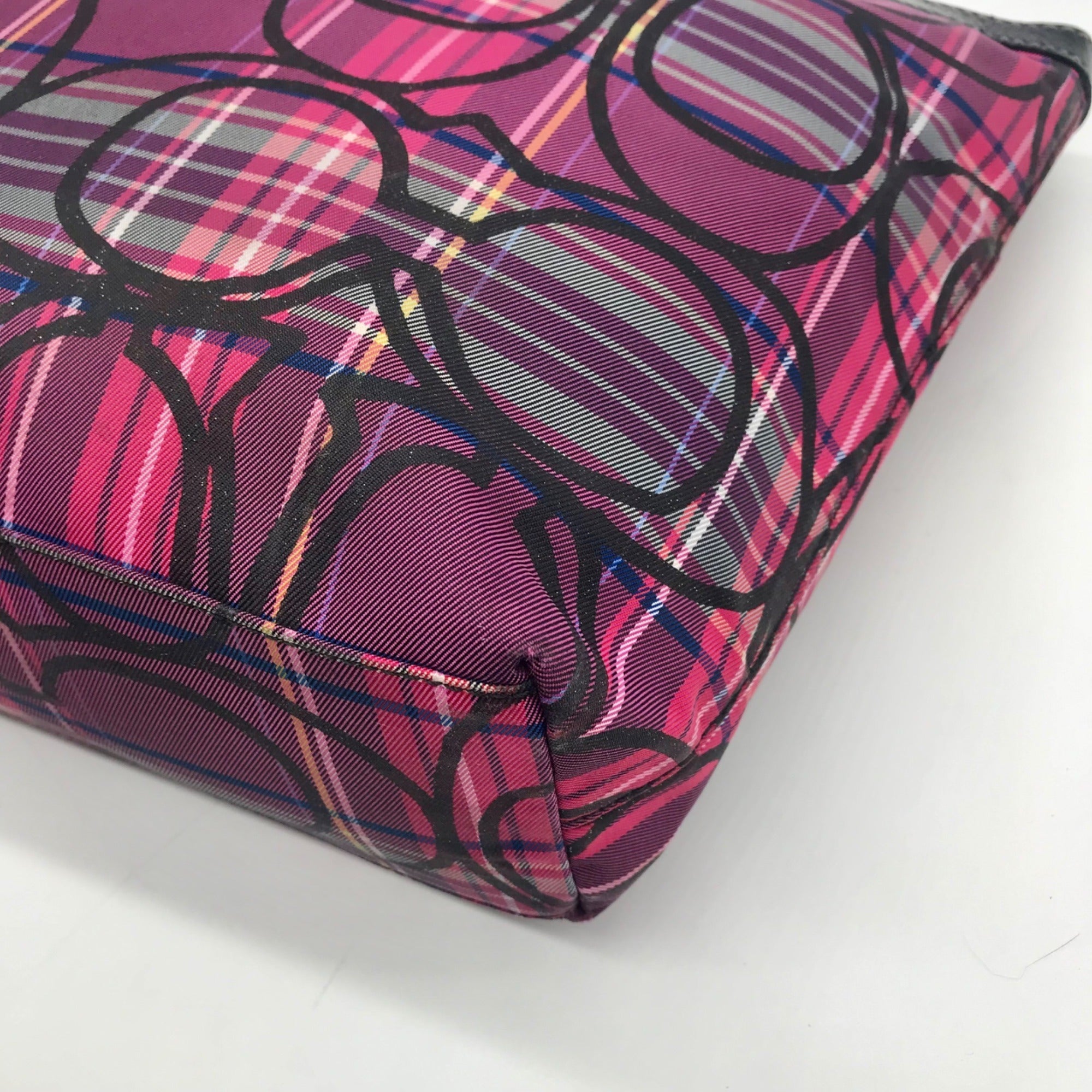 Coach Poppy Tartan Plaid Signature Tote Bag F15229
