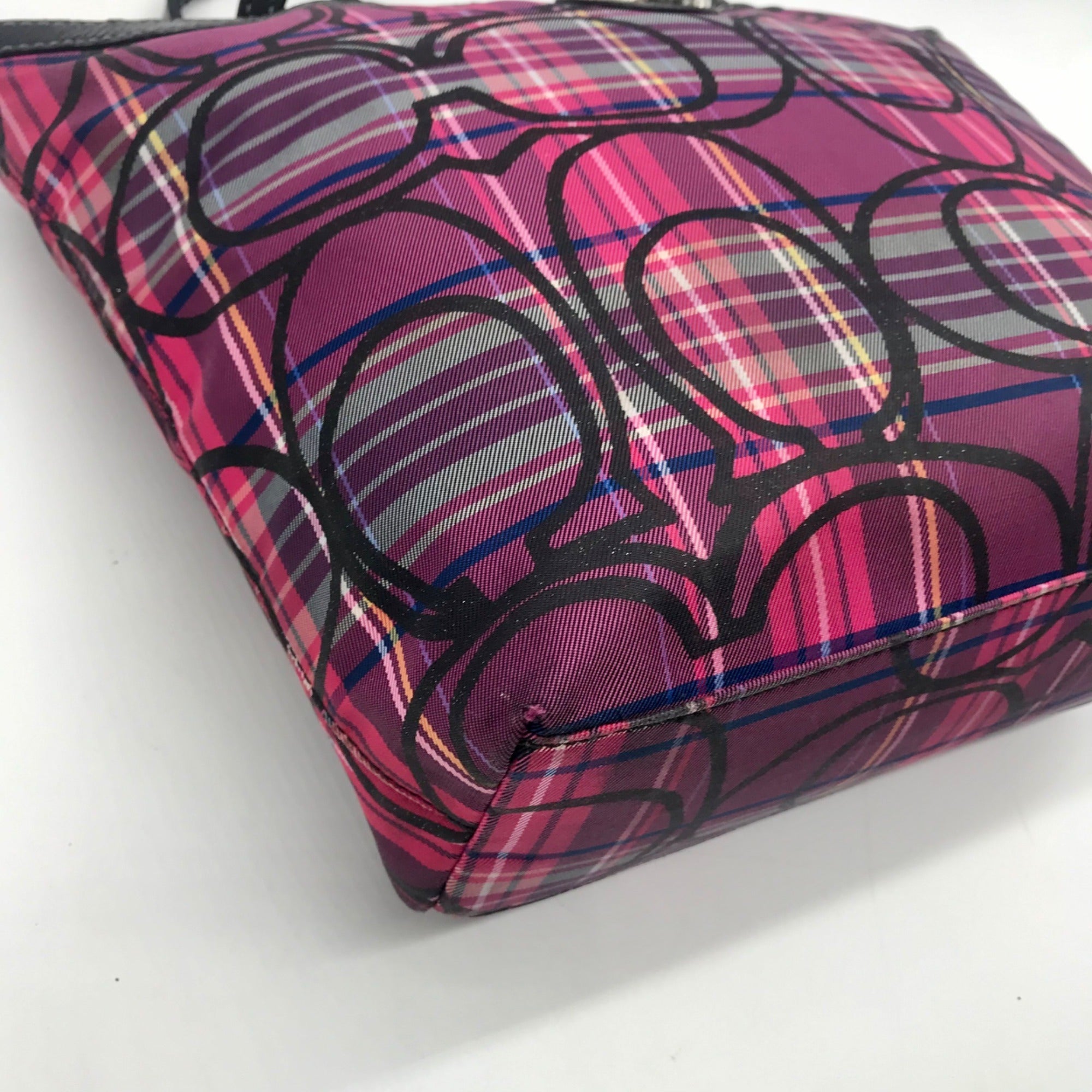 Coach Poppy Tartan Plaid Signature Tote Bag F15229