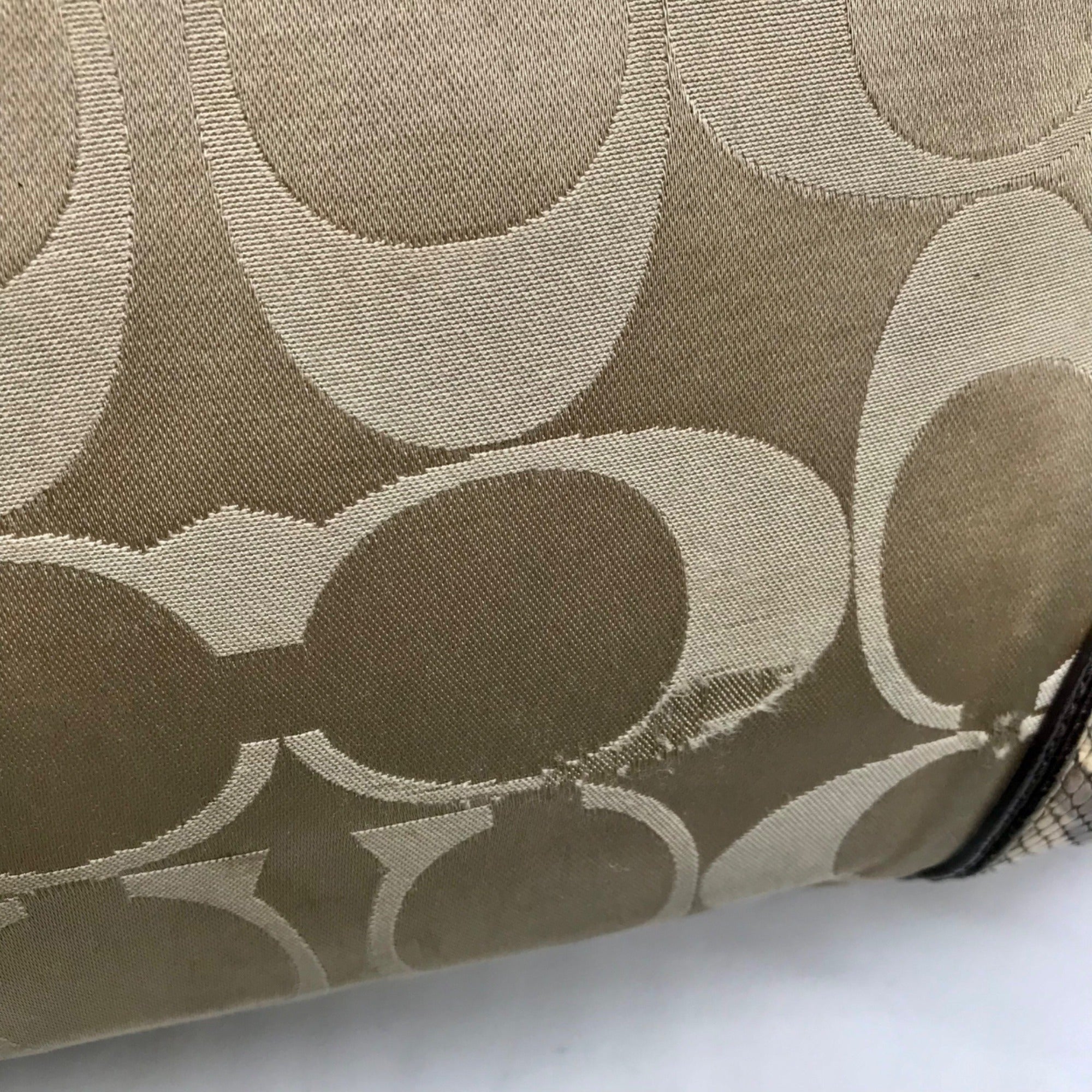 Coach Colette Beige Sateen Snakeskin Hobo Bag-16408