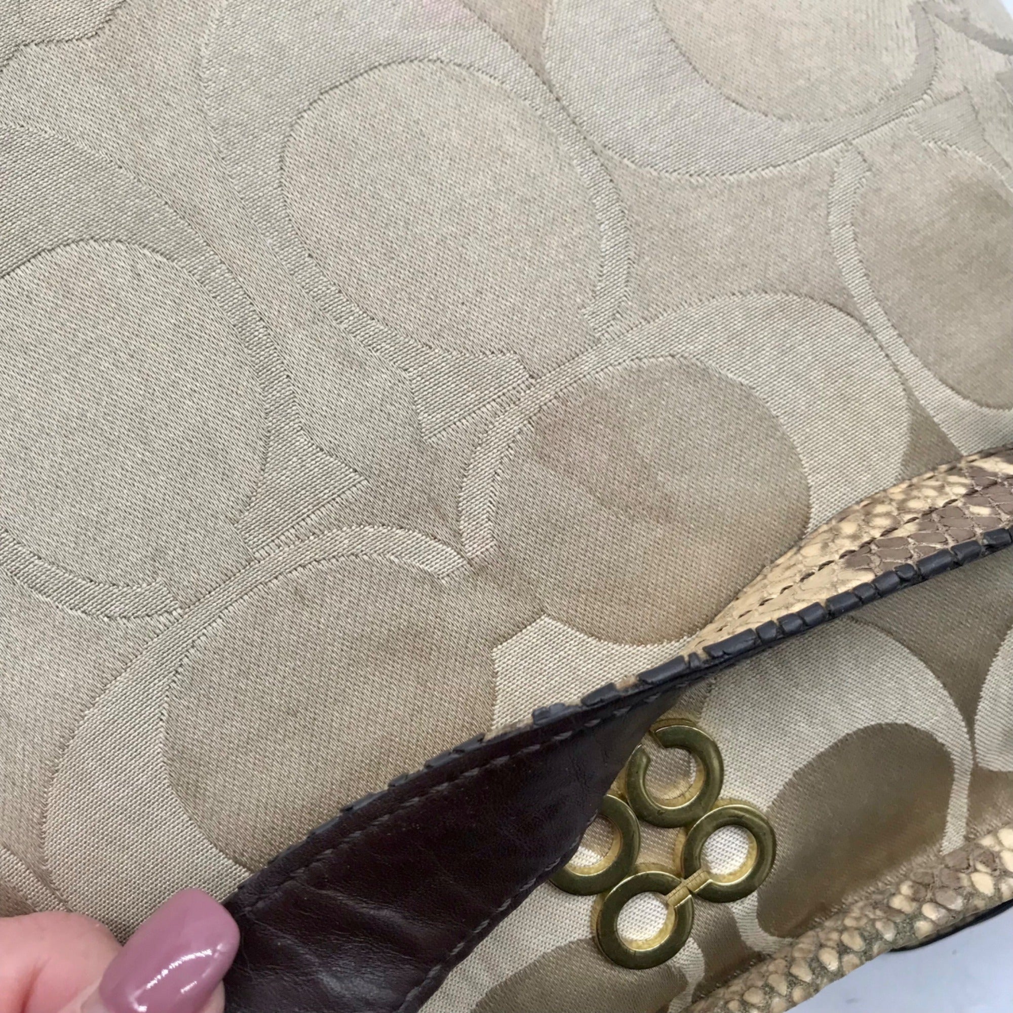 Coach Colette Beige Sateen Snakeskin Hobo Bag-16408