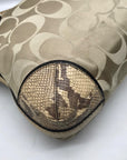 Coach Colette Beige Sateen Snakeskin Hobo Bag-16408