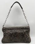 Tory Burch Gray & Black Snake Embossed Leather Reva Clutch