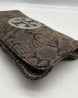 Tory Burch Gray & Black Snake Embossed Leather Reva Clutch
