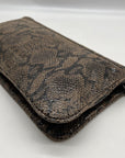 Tory Burch Gray & Black Snake Embossed Leather Reva Clutch