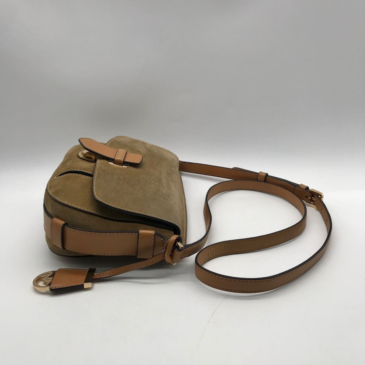 Michael Kors Brown Romy Medium Suede Messenger Bag