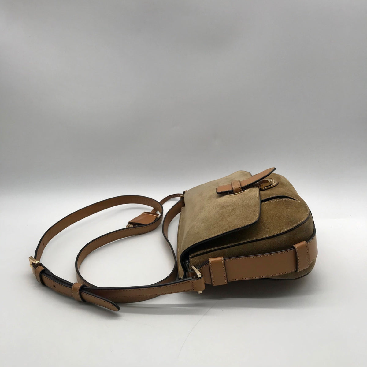 Michael Kors Brown Romy Medium Suede Messenger Bag