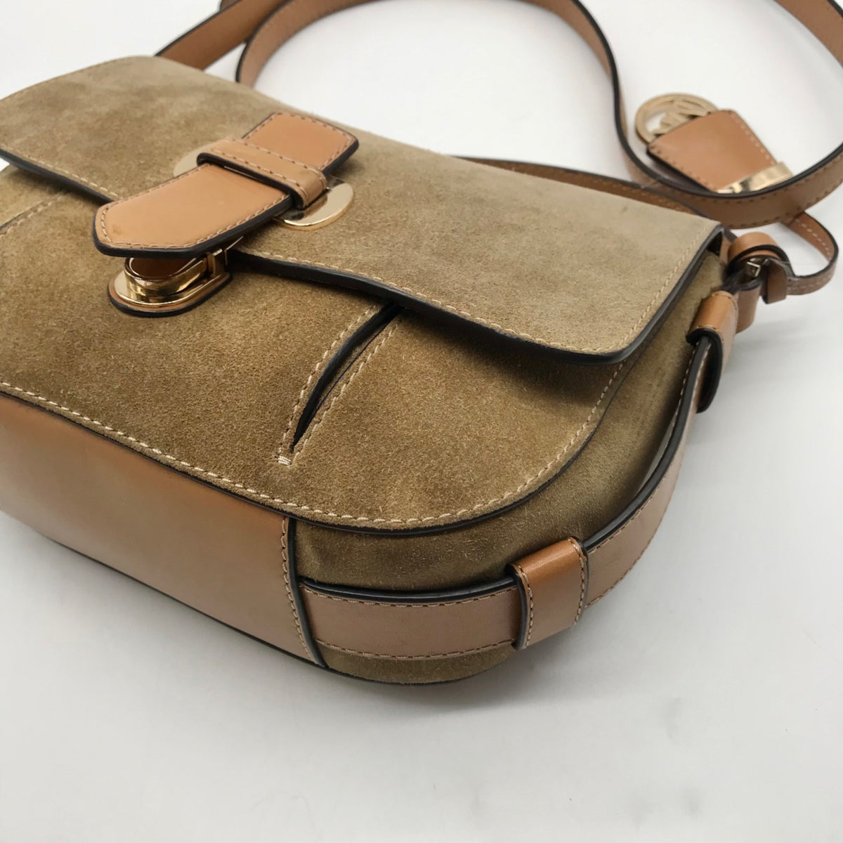 Michael Kors Brown Romy Medium Suede Messenger Bag