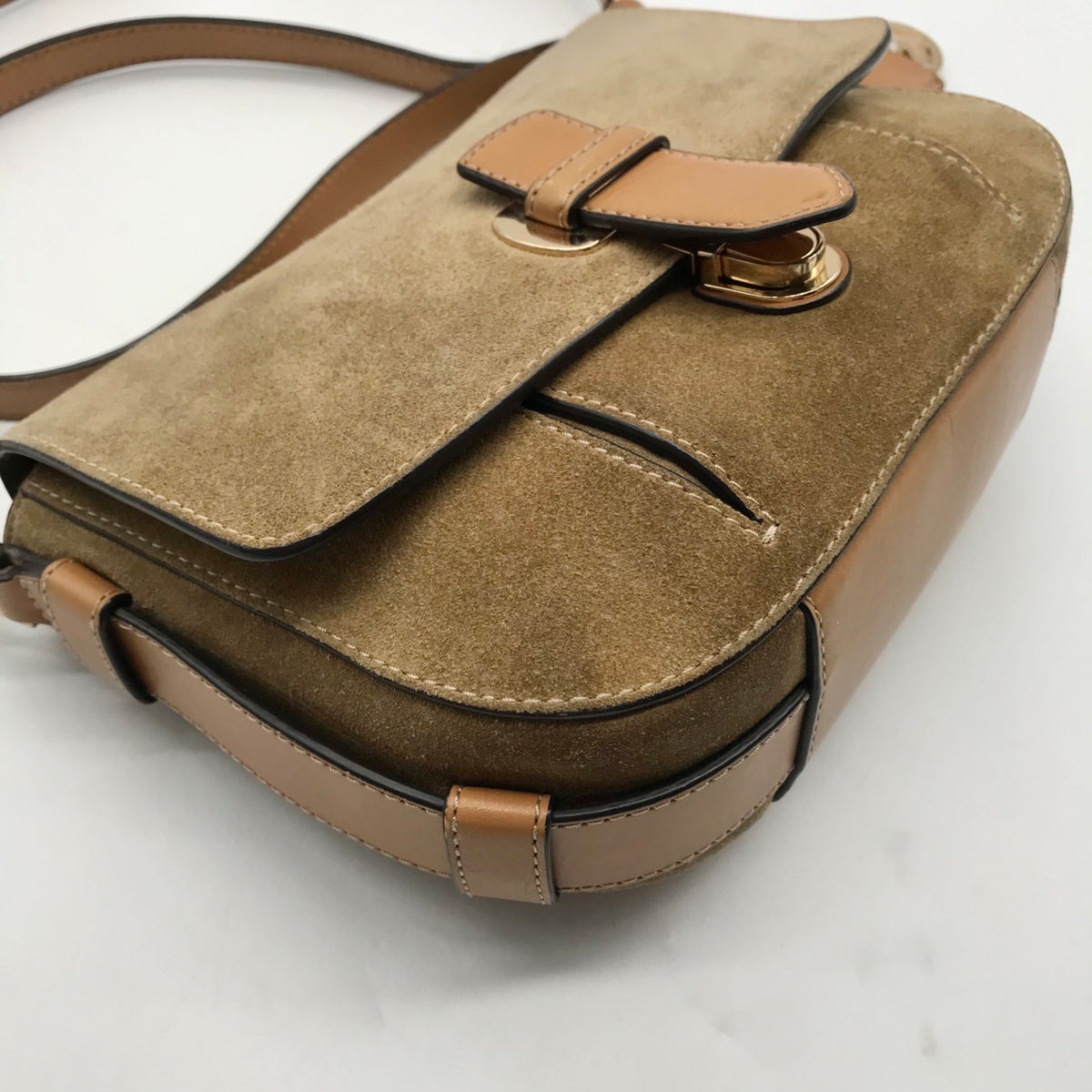 Michael Kors Brown Romy Medium Suede Messenger Bag