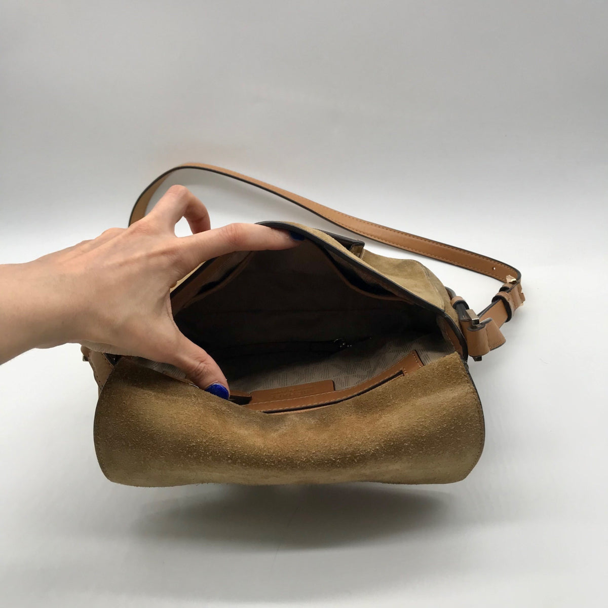 Michael Kors Brown Romy Medium Suede Messenger Bag