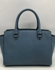 Michael Kors Blue Saffiano Leather Selma Satchel