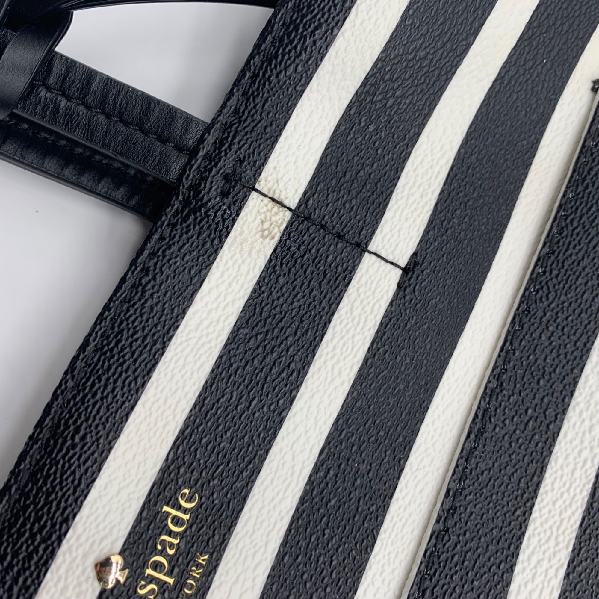 Kate Spade Hyde Lane Black &amp; White Striped Riley Tote