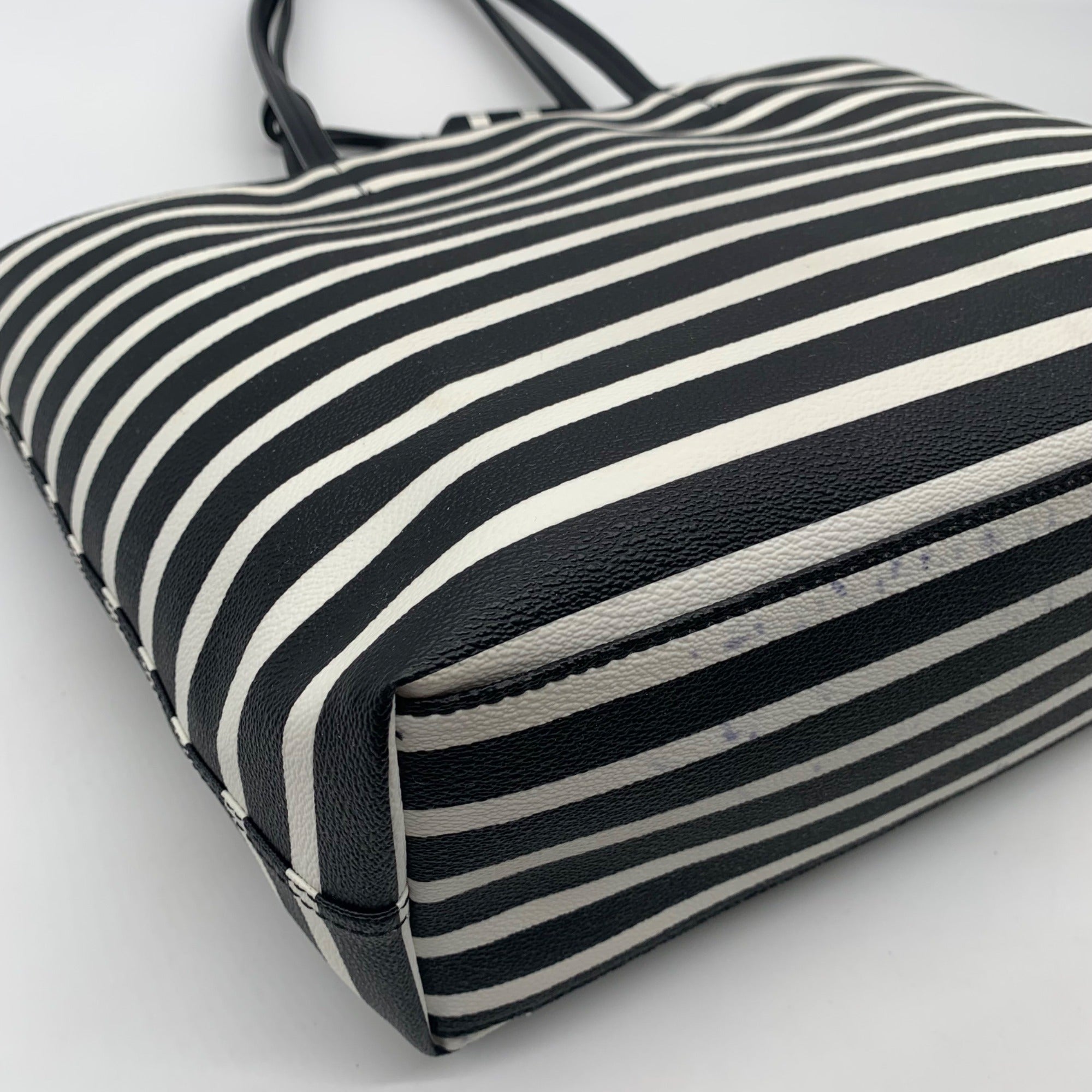 Kate Spade Hyde Lane Black &amp; White Striped Riley Tote