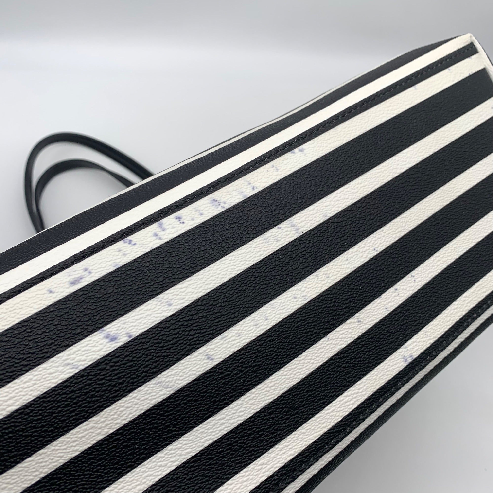 Kate Spade Hyde Lane Black &amp; White Striped Riley Tote