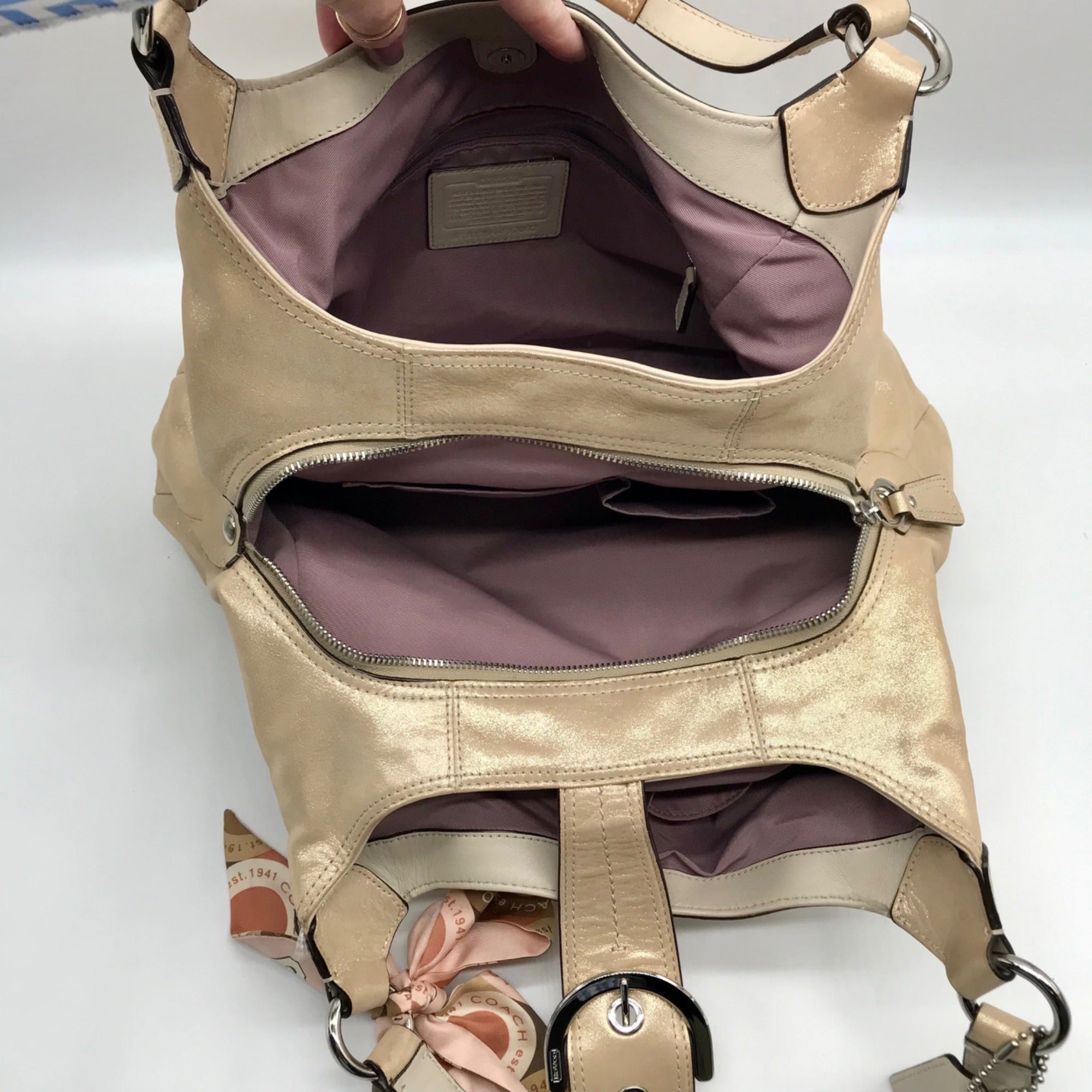 Coach Metallic Gold Leather Soho Lynn Hobo Bag F17092