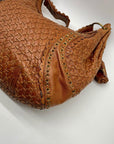 Isabella Fiore Brown Leather Woven Hobo Bag