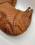 Isabella Fiore Brown Leather Woven Hobo Bag