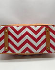Dooney & Bourke Red Pebbled Grain Leather Striped Chevron Tote Bag With Wallet