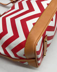Dooney & Bourke Red Pebbled Grain Leather Striped Chevron Tote Bag With Wallet