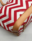 Dooney & Bourke Red Pebbled Grain Leather Striped Chevron Tote Bag With Wallet