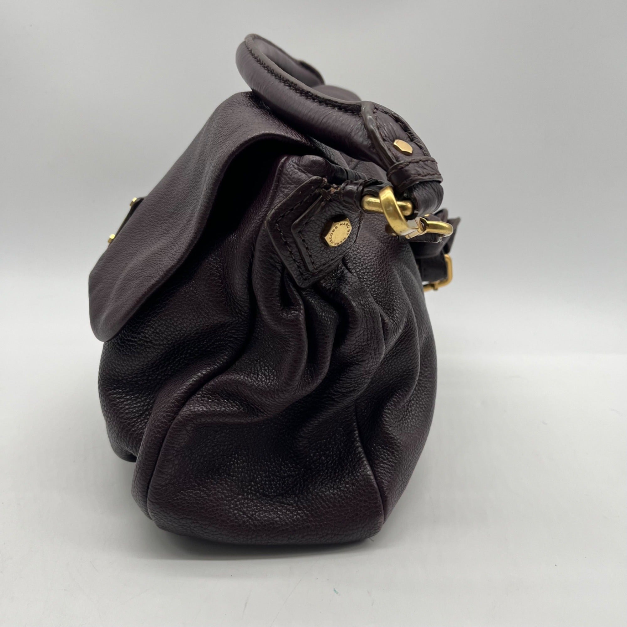 Marc Jacobs Deep Plum Pebbled Leather Hobo Shoulder Bag