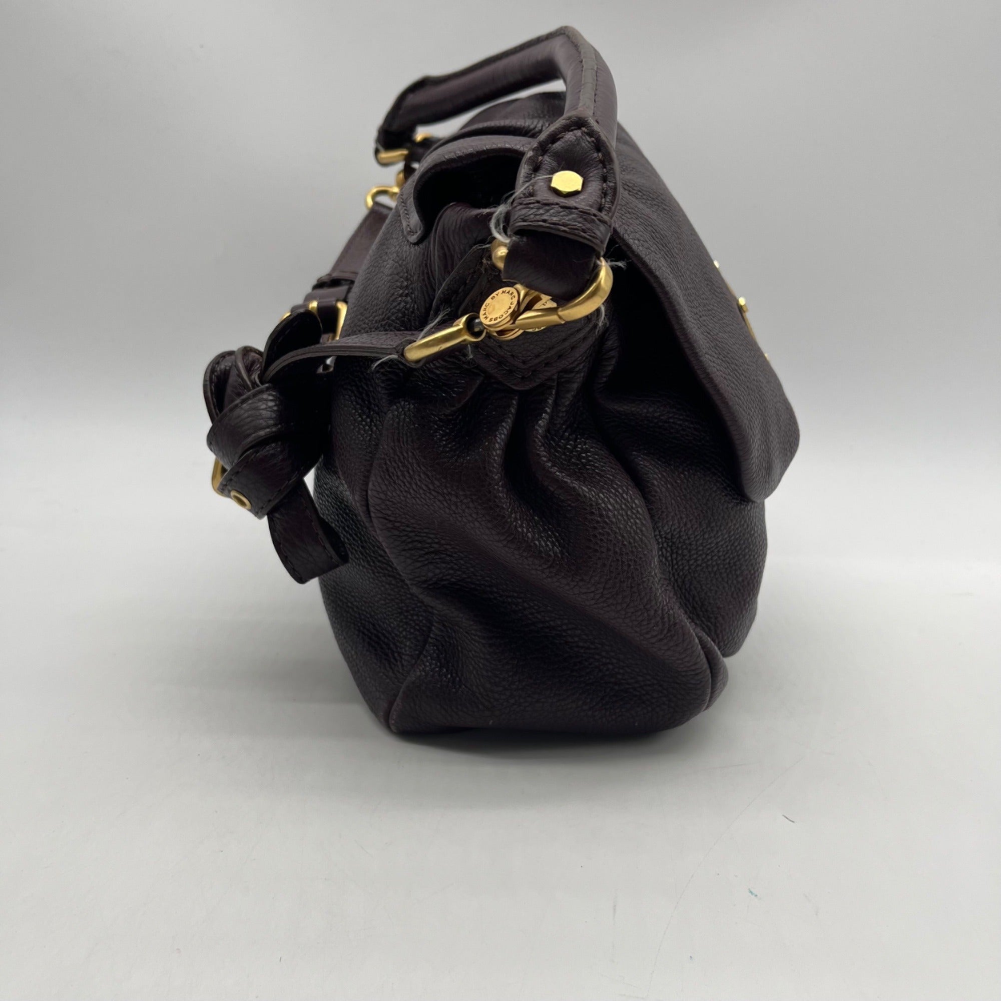 Marc Jacobs Deep Plum Pebbled Leather Hobo Shoulder Bag