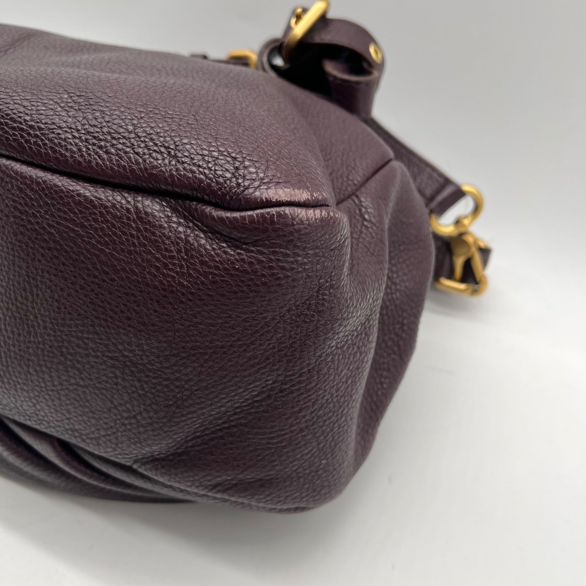 Marc Jacobs Deep Plum Pebbled Leather Hobo Shoulder Bag