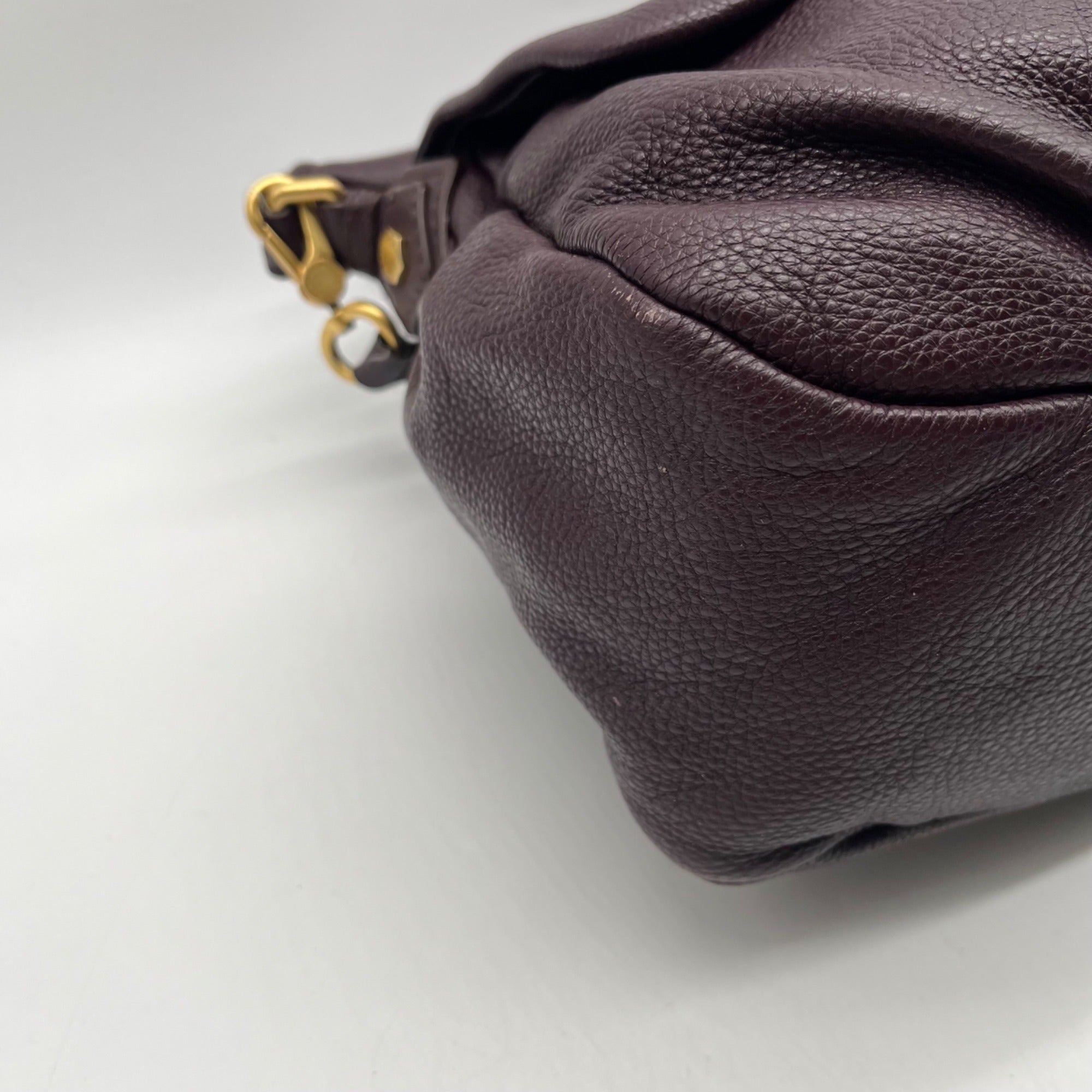 Marc Jacobs Deep Plum Pebbled Leather Hobo Shoulder Bag