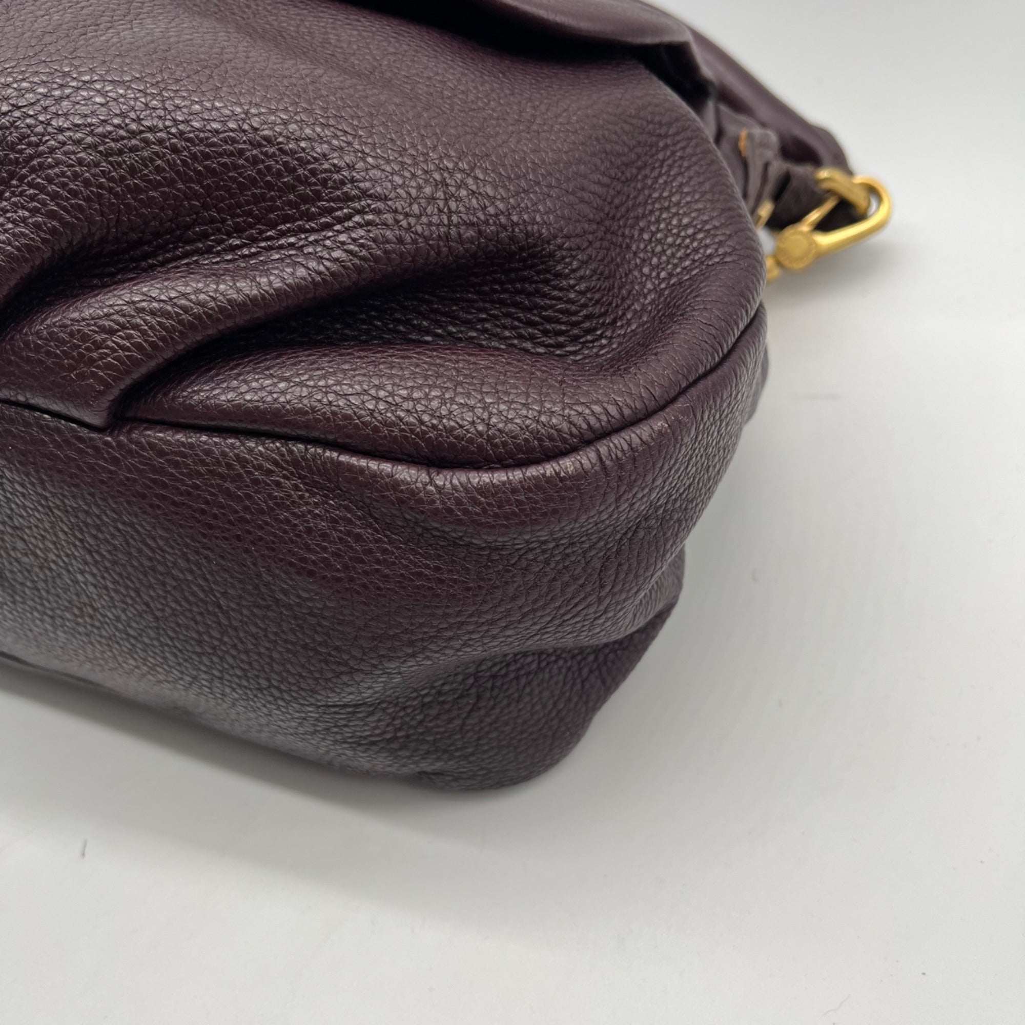 Marc Jacobs Deep Plum Pebbled Leather Hobo Shoulder Bag