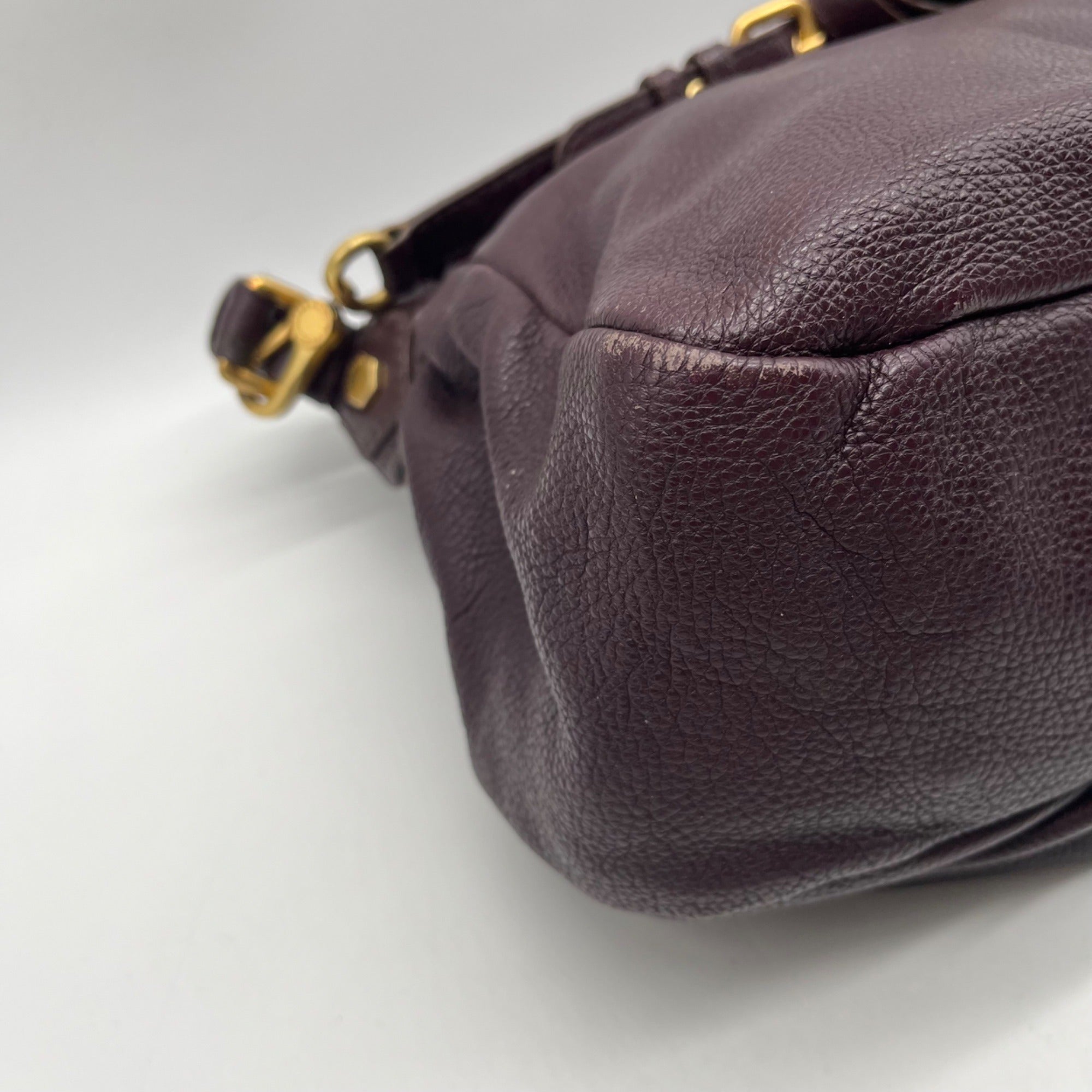 Marc Jacobs Deep Plum Pebbled Leather Hobo Shoulder Bag