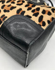 Talbots Black Leopard Print Fur Satchel Bag