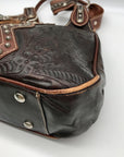 American West Brown Tooled Leather Western Cowgirl Shoulder Bag