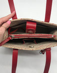 Dooney & Bourke Beige & Red Monogram Canvas East West Shopper Shoulder Bag