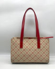 Dooney & Bourke Beige & Red Monogram Canvas East West Shopper Shoulder Bag